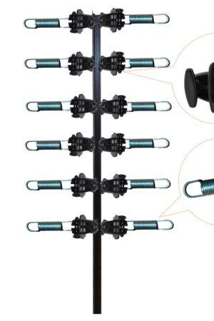 Parante esquinero con Aisladores doble pin look y resortes Cerco Eléctrico 6 hilos