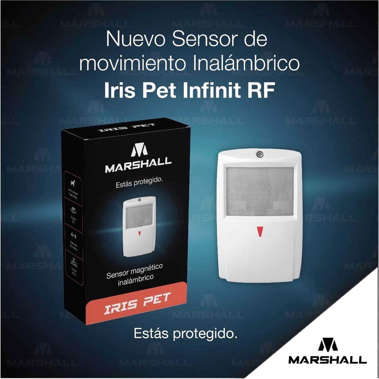 Sensor Movimiento Alarma Marshall Inalambrico Iris Pet Rf