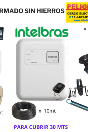 Kit Cerco Eléctrico 6 Hilos Hasta 30 Mts. forma Recta sin curvas ni desniveles listo para instalar sin postes